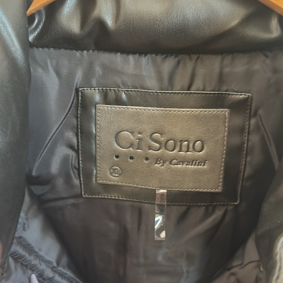 Ci Sono By Cavalini Vegan Leather Crop Vest Black Womens Size XL Pockets - Picture 5 of 15